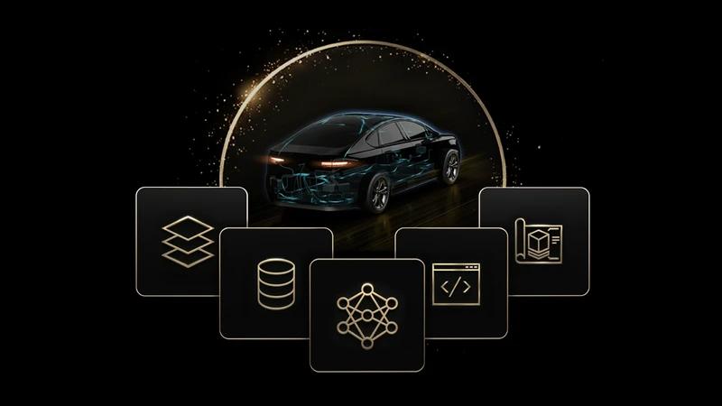 car image surrounded with icons demonstrating nvidia Alpamayo